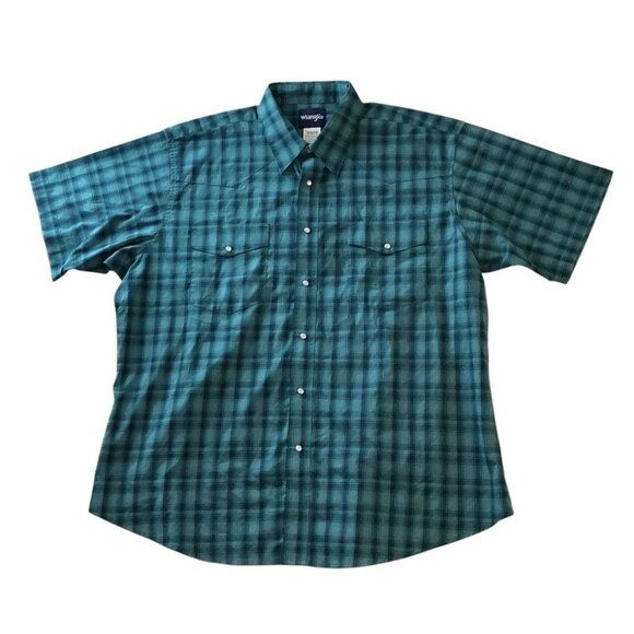 Wrangler Pearl Snap Men’s Short Sleeve Plaid/Checks Shirt Size 2XL - Picture 1 of 7